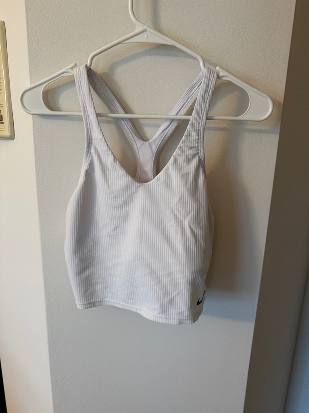 Nike White Ribbed Crop Tank
